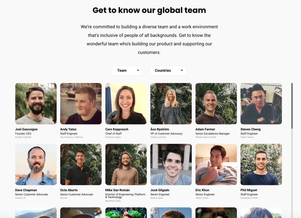 "About Us" page of Buffer